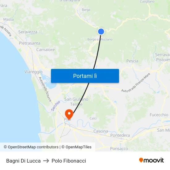 Bagni Di Lucca to Polo Fibonacci map