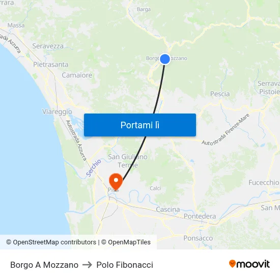 Borgo A Mozzano to Polo Fibonacci map