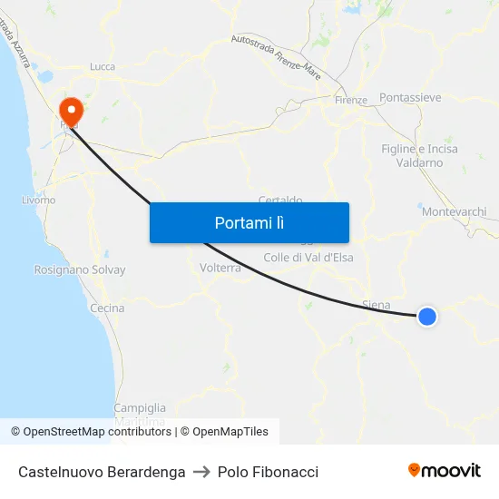 Castelnuovo Berardenga to Polo Fibonacci map