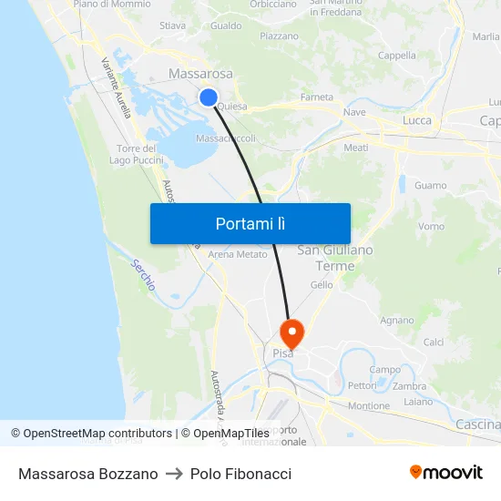 Massarosa Bozzano to Polo Fibonacci map