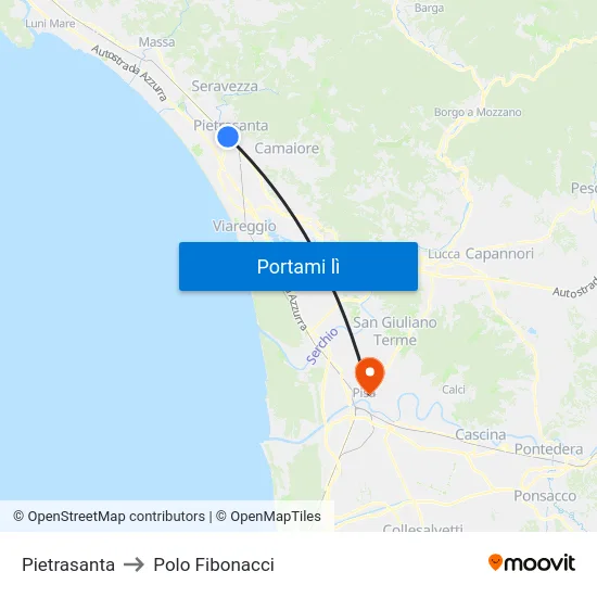 Pietrasanta to Polo Fibonacci map