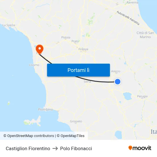Castiglion Fiorentino to Polo Fibonacci map