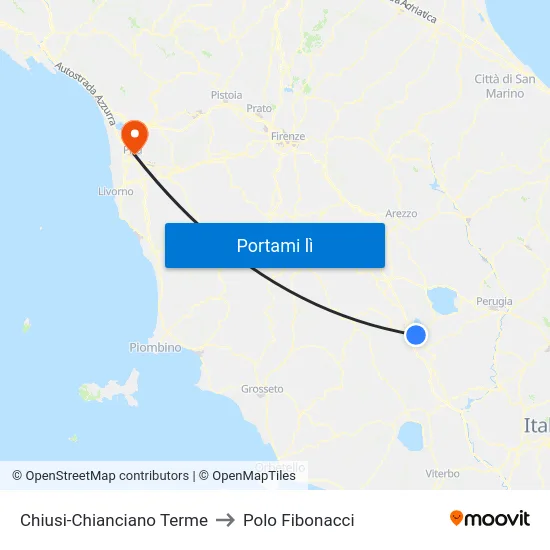 Chiusi-Chianciano Terme to Polo Fibonacci map
