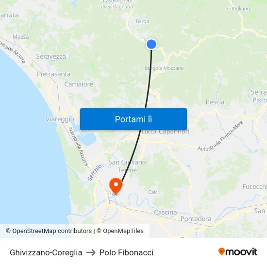 Ghivizzano-Coreglia to Polo Fibonacci map