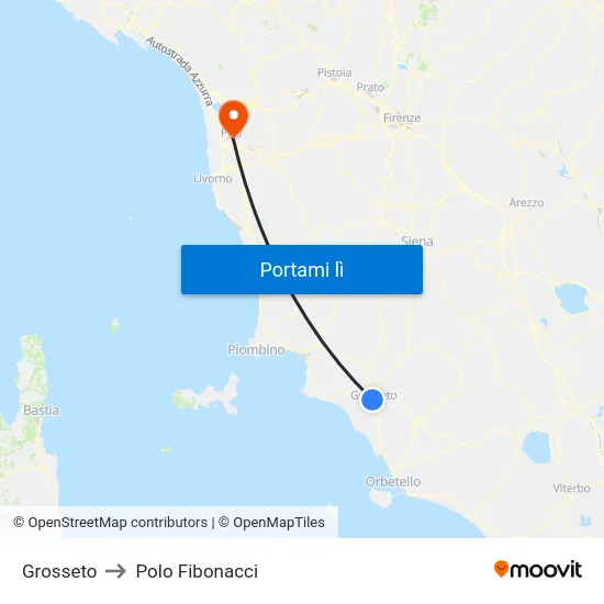 Grosseto to Polo Fibonacci map
