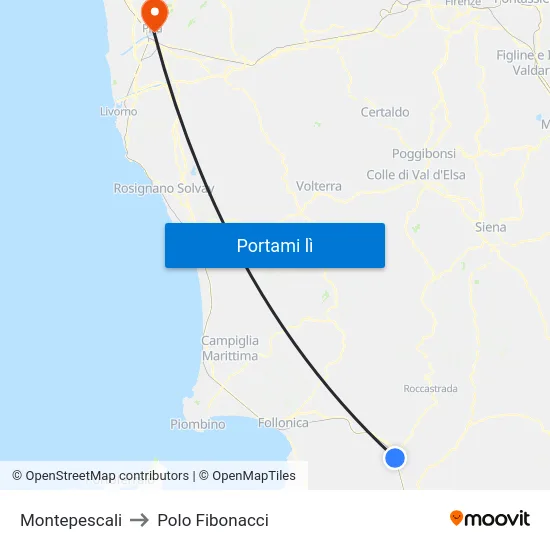 Montepescali to Polo Fibonacci map