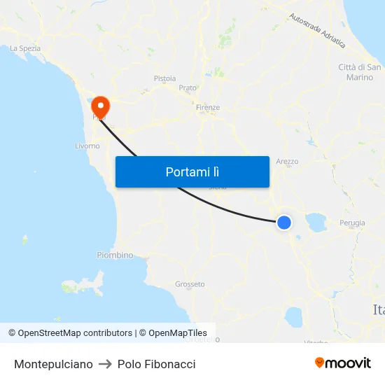 Montepulciano to Polo Fibonacci map