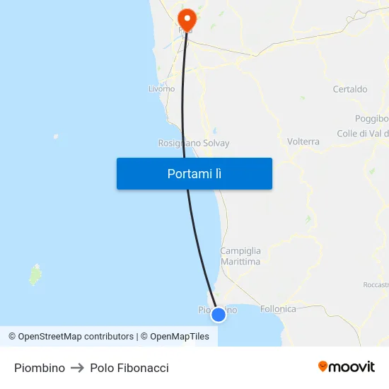 Piombino to Polo Fibonacci map