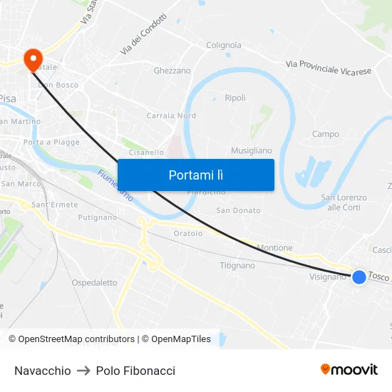 Navacchio to Polo Fibonacci map