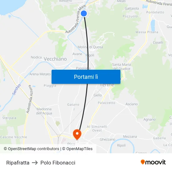 Ripafratta to Polo Fibonacci map