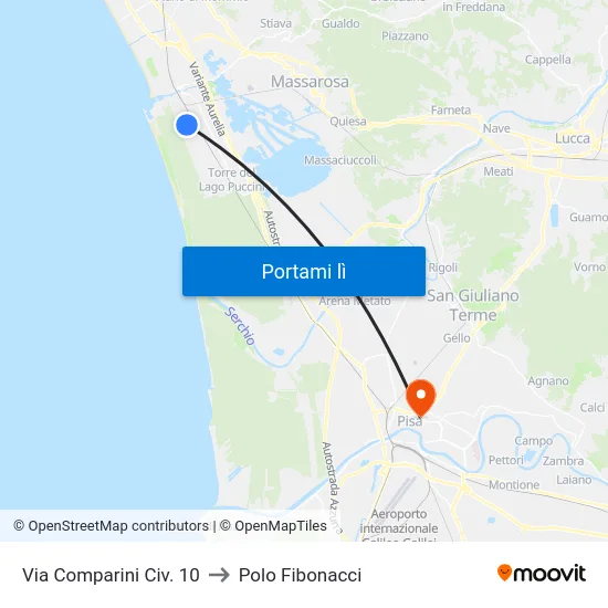 Via Comparini Civ. 10 to Polo Fibonacci map