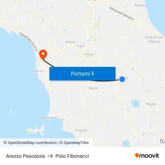 Arezzo Pescaiola to Polo Fibonacci map