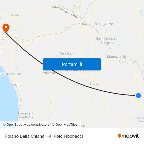 Foiano Della Chiana to Polo Fibonacci map