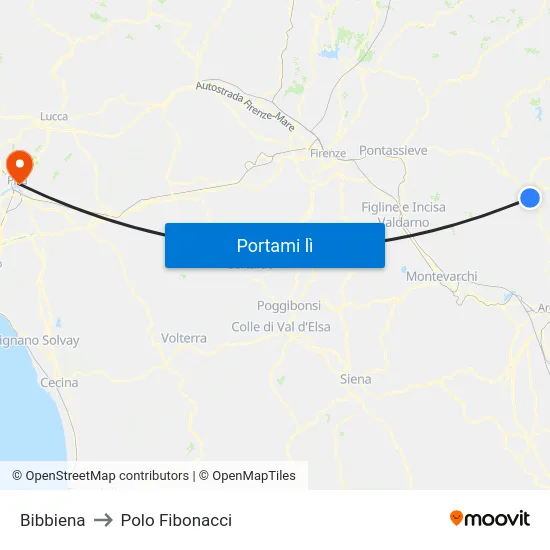 Bibbiena to Polo Fibonacci map