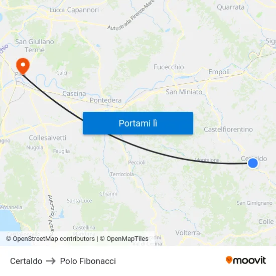 Certaldo to Polo Fibonacci map