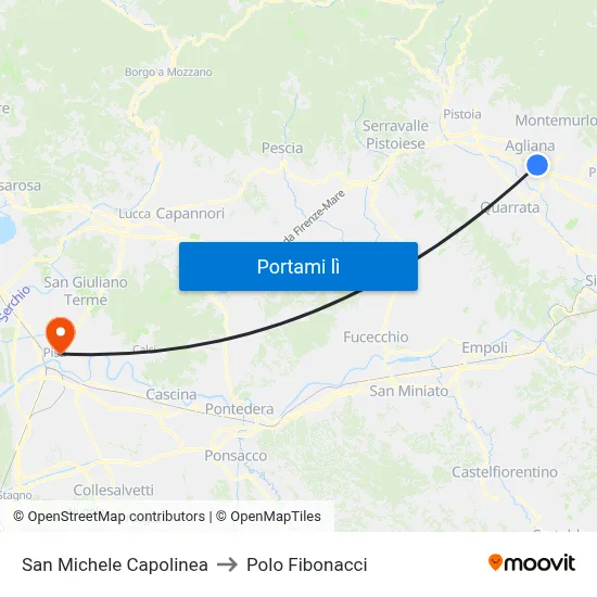 San Michele Capolinea to Polo Fibonacci map