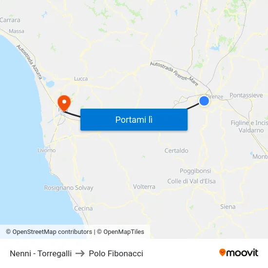 Nenni - Torregalli to Polo Fibonacci map