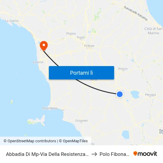 Abbadia Di Mp-Via Della Resistenza, 23 to Polo Fibonacci map