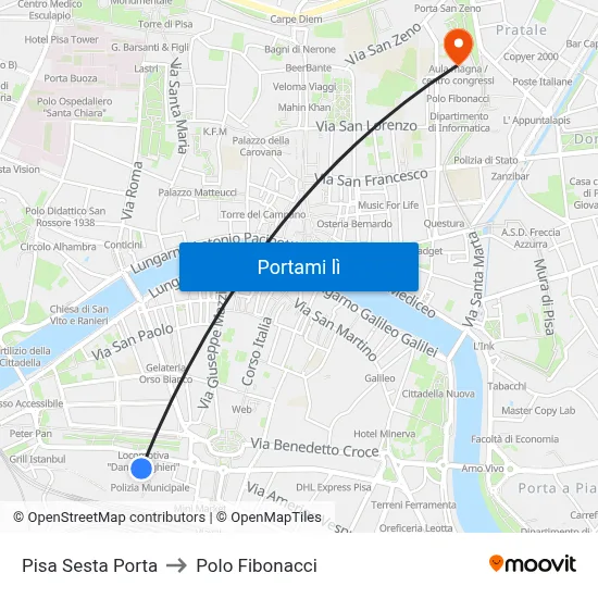 Pisa Sesta Porta to Polo Fibonacci map