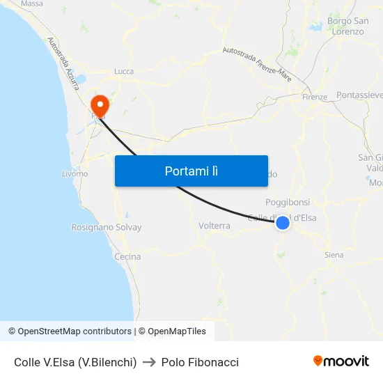 Colle V.Elsa (V.Bilenchi) to Polo Fibonacci map