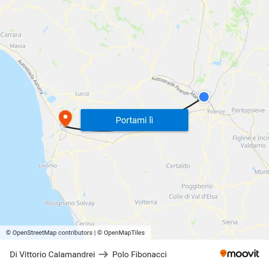 Di Vittorio Calamandrei to Polo Fibonacci map