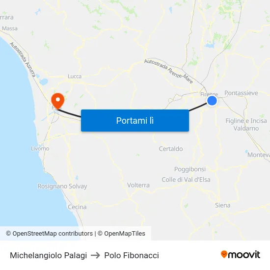 Michelangiolo Palagi to Polo Fibonacci map