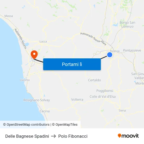 Delle Bagnese Spadini to Polo Fibonacci map
