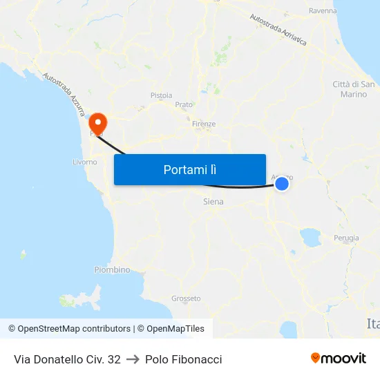 Via Donatello Civ. 32 to Polo Fibonacci map