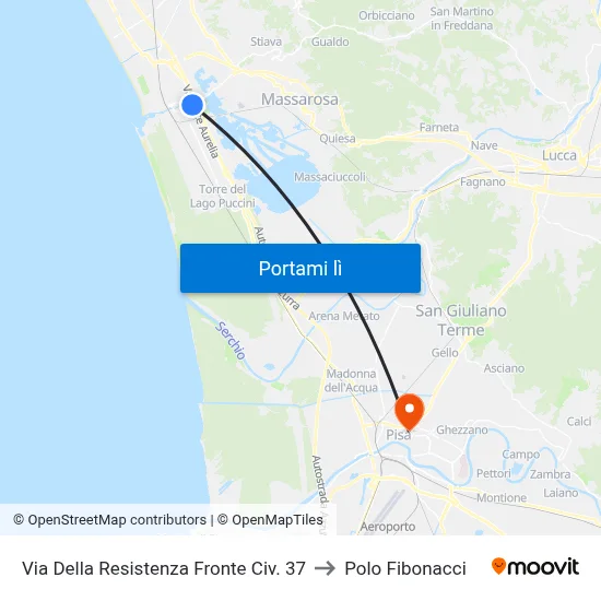 Via Della Resistenza Fronte Civ. 37 to Polo Fibonacci map
