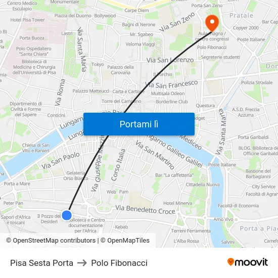 Pisa Sesta Porta to Polo Fibonacci map