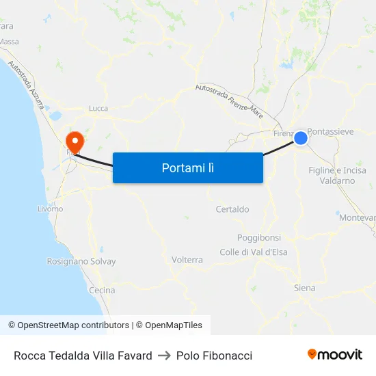 Rocca Tedalda Villa Favard to Polo Fibonacci map
