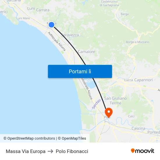 Massa Via Europa to Polo Fibonacci map
