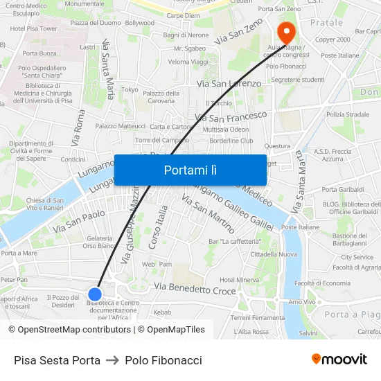 Pisa Sesta Porta to Polo Fibonacci map