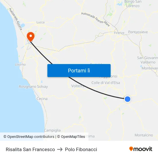 Risalita San Francesco to Polo Fibonacci map