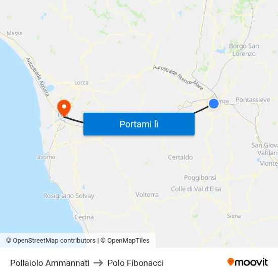 Pollaiolo Ammannati to Polo Fibonacci map