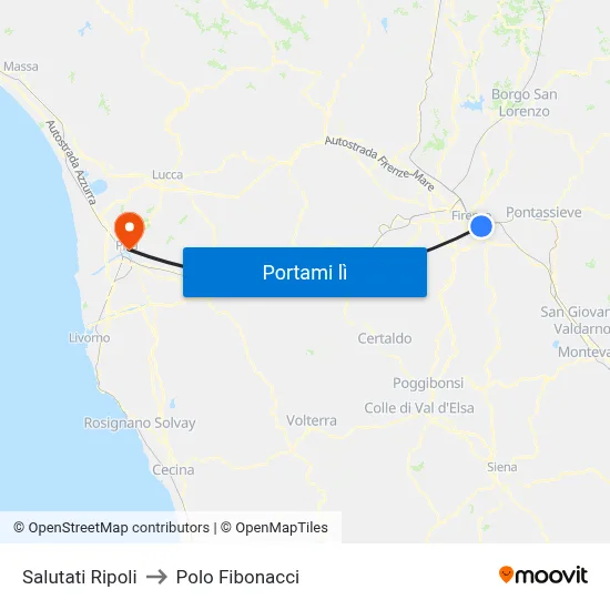 Salutati Ripoli to Polo Fibonacci map