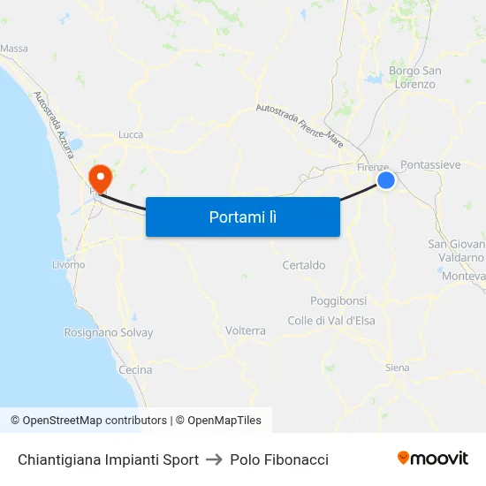 Chiantigiana Impianti Sport to Polo Fibonacci map