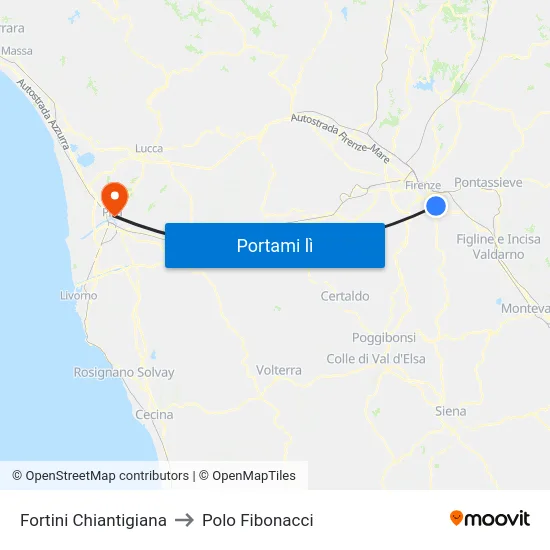 Fortini Chiantigiana to Polo Fibonacci map