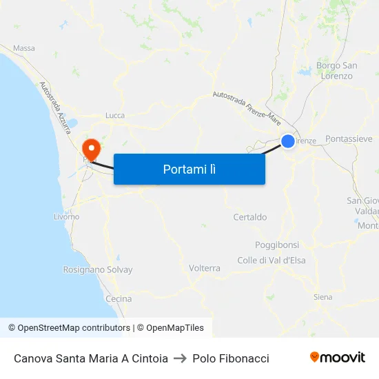 Canova Santa Maria A Cintoia to Polo Fibonacci map