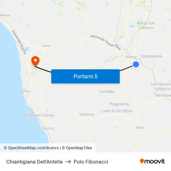 Chiantigiana Dell'Antella to Polo Fibonacci map
