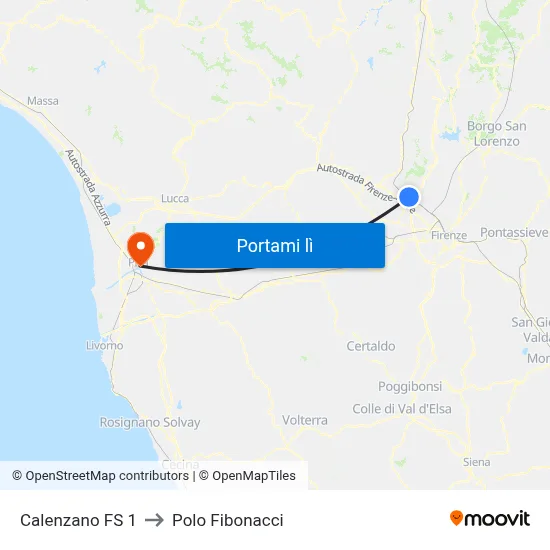 Calenzano FS 1 to Polo Fibonacci map