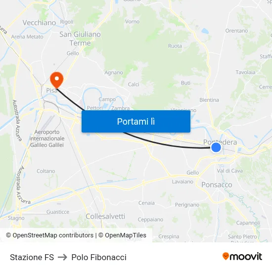 Stazione FS to Polo Fibonacci map