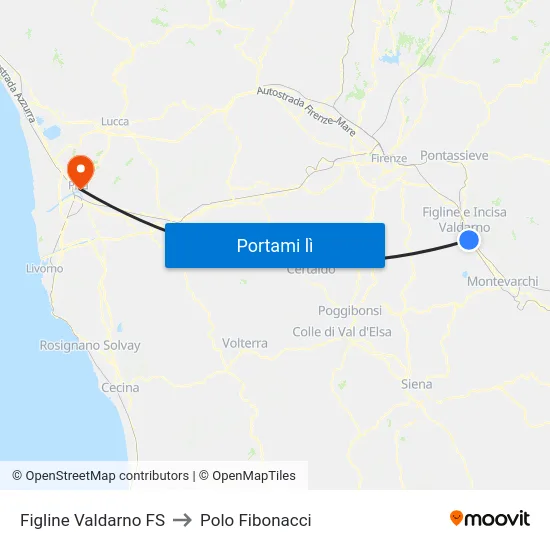 Figline Valdarno FS to Polo Fibonacci map