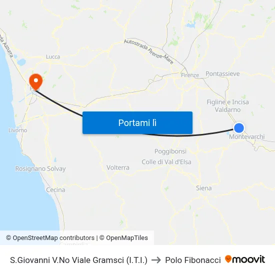 S.Giovanni V.No Viale Gramsci (I.T.I.) to Polo Fibonacci map