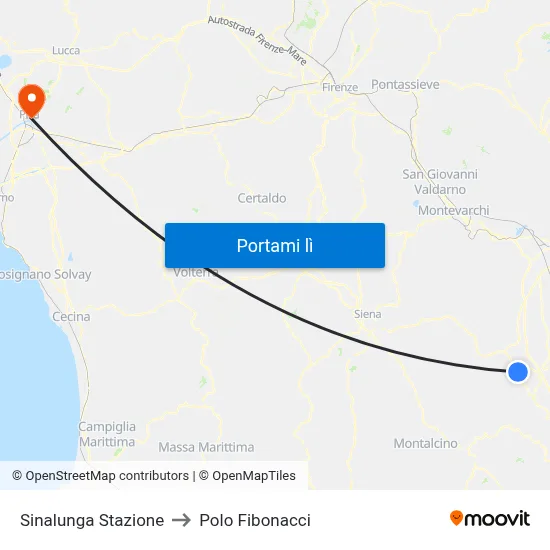Sinalunga Stazione to Polo Fibonacci map