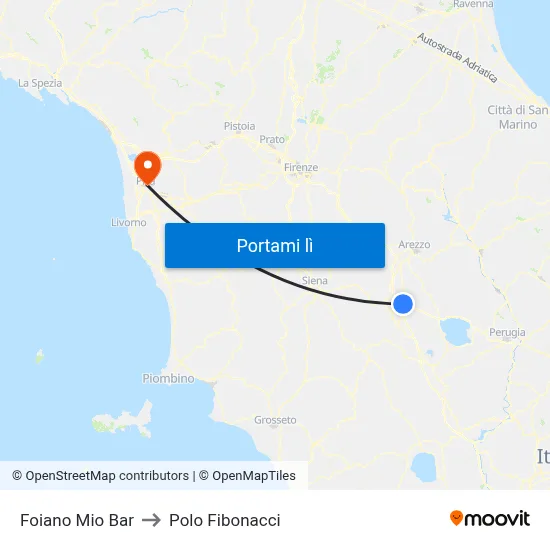 Foiano Mio Bar to Polo Fibonacci map