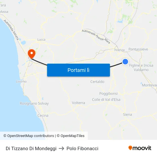 Di Tizzano Di Mondeggi to Polo Fibonacci map