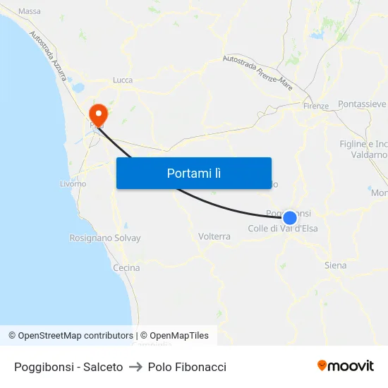 Poggibonsi - Salceto to Polo Fibonacci map