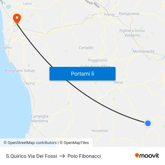 S.Quirico Via Dei Fossi to Polo Fibonacci map