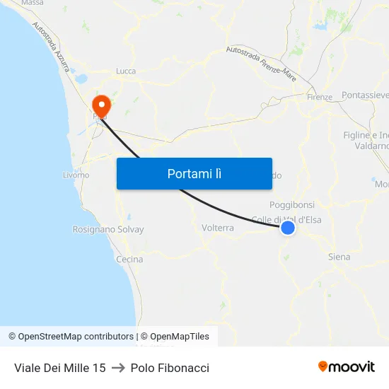 Viale Dei Mille 15 to Polo Fibonacci map